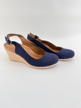 NWOT Vionic Navy Espadrille Coralina Wedge Slingback